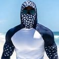 thumbnail image 3 of Mens UPF 50+ Sun Protection Shirts Hoodie with Mask Quick Dry Long Sleeve Print Lightweight Fishing Shirt Hiking Top Navy 2 M, 3 of 6