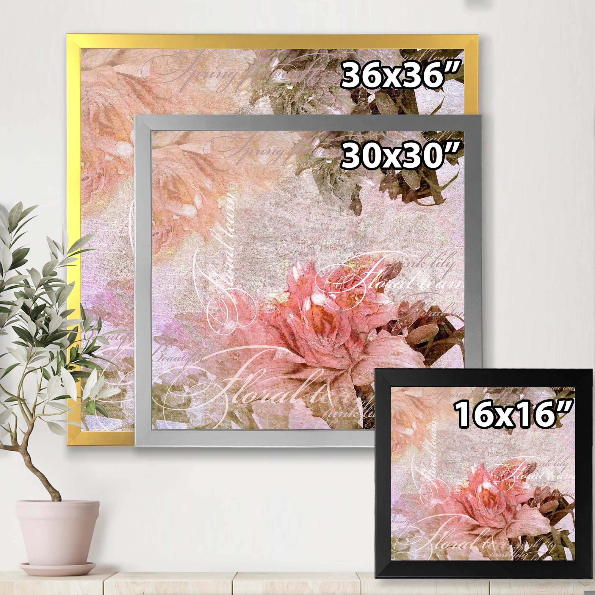 Designart 'Flowers Vintage In Pastel Colours' Traditional Framed Art Print