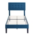 thumbnail image 4 of VECELO Twin Upholstered Platform Bed with Height Adjustable Tufted Button Headboard, Modern Bedroom Bed Frame, Blue, 4 of 9