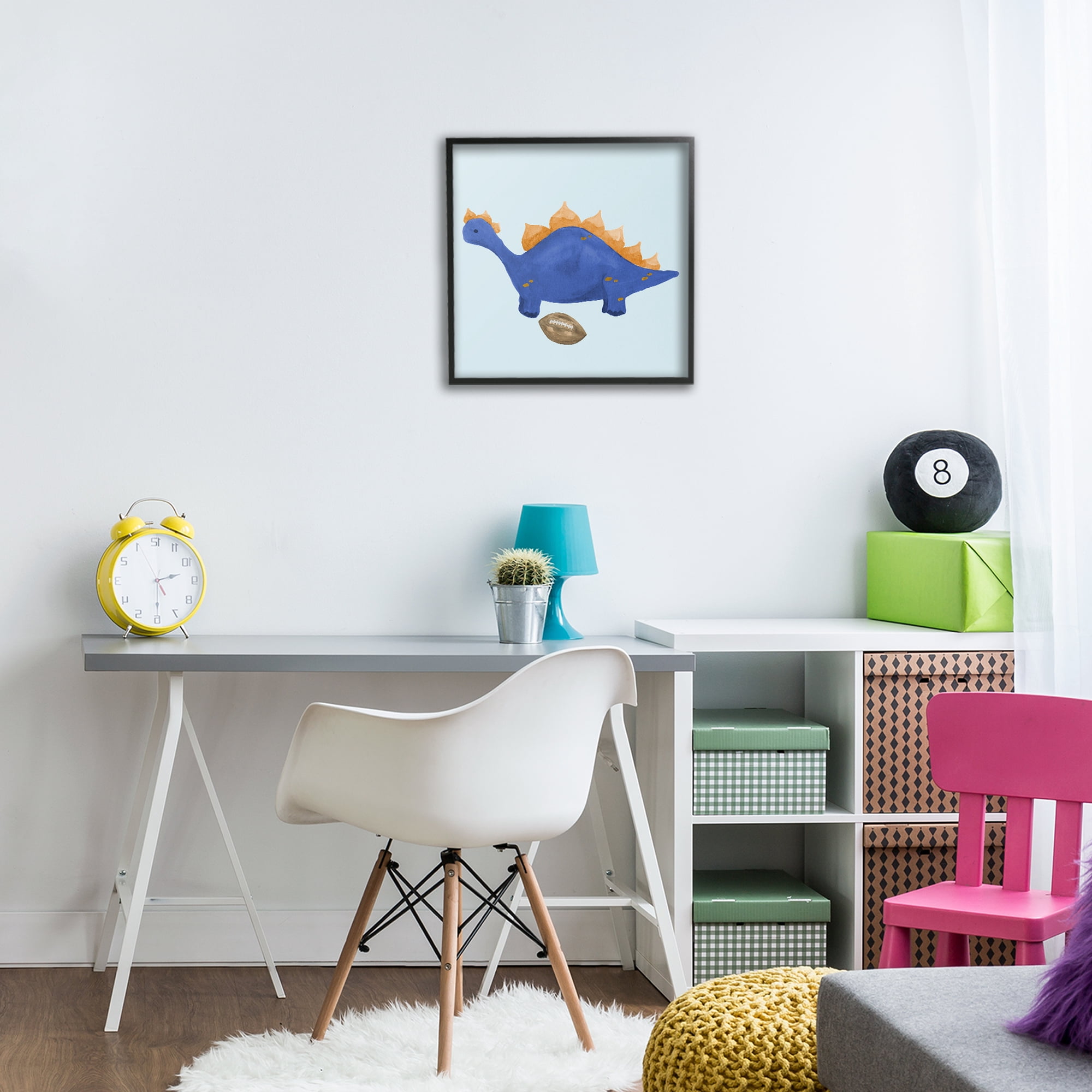 Stupell Industries Sporty Baby Dino Black Framed Giclee Art, design by Lucille Price