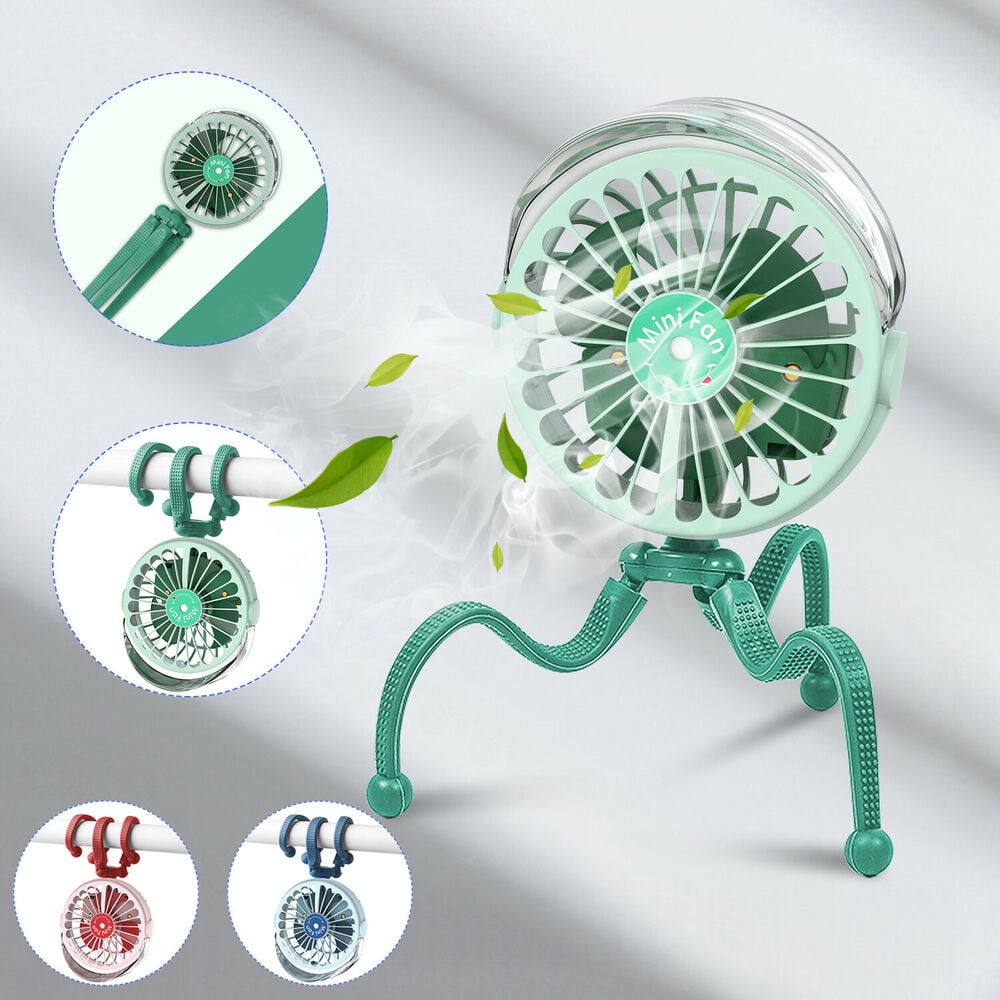 3 Speeds USB Rechargeable Mini Cooling Fan Clip On Desk Baby Stroller Portable 