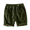 thumbnail image 2 of zeranth Men Summer Shorts Elastic Waist Adjustable Drawstring Casual Shorts with Pockets Solid Color Wide Leg Corduroy Beach Shorts, 2 of 7