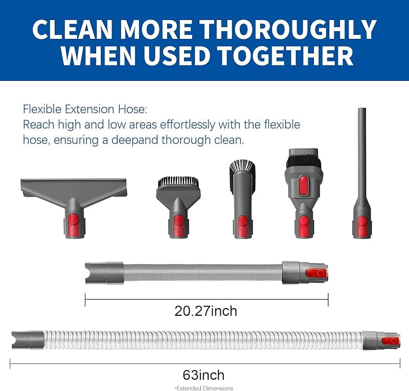Flexible Extension Hose Attachment for Cordless Vacuum Cleaner - Compatible with V15 V8 V7 V10 V11 Detect Torque Drive Outsize Absolute Animal Trigger Motorhead Dy*son Model