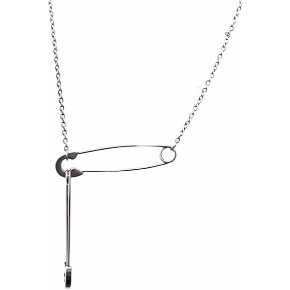 Zephyriana Safety Pin Necklace Stainless Steel Paper Clip Pendant Necklace for Women Dainty Paperclip Necklace Clavicle Chain Necklace Choker Fashion Jewelry Gift