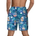 thumbnail image 2 of Lsque Mens Swim Trunks Watercolor Ships Pattern - Bathing Suit Compression Liner - Beach Swim Shorts Swimwear - (S-3XL) - Stretch Quick Dry -Small, 2 of 9