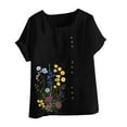 thumbnail image 5 of Xuyuer Women Tops Causal Summer Short Sleeve Oversized T Shirts Loose Blouses Fashion Round-Neck Comfy Women Tunic Tee Shirts Tops Loose Fit Regular Blouse, 5 of 5