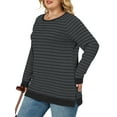 thumbnail image 2 of NISVIYA Plus Size Long Sleeve Sweatshirts for Women Casual Striped Crew Neck Raglan Dressy Pullover, 2 of 6