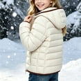 thumbnail image 5 of Spazoro Girls Hooded Puffer Jacket with Pockets, Warm Solid Color Zip Up Long Sleeve Lightweight Winter Outerwear Coat White Size 7-8, 5 of 8