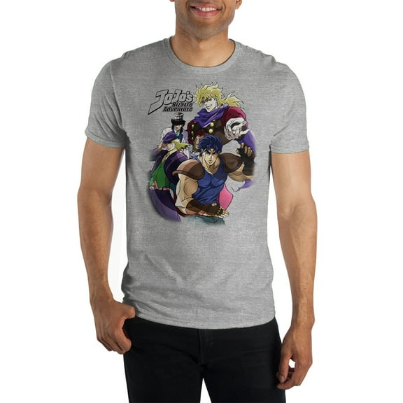 Jojos Bizarre Adventures Anime Cartoon Characters Men's Grey Graphic Tee Shirt - M