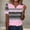 Pink, variant on HOMBOM T-Shirts for Women Summer Short Sleeve Graphic Tees Pink Henley V Neck Floral Ladies Tops Soft