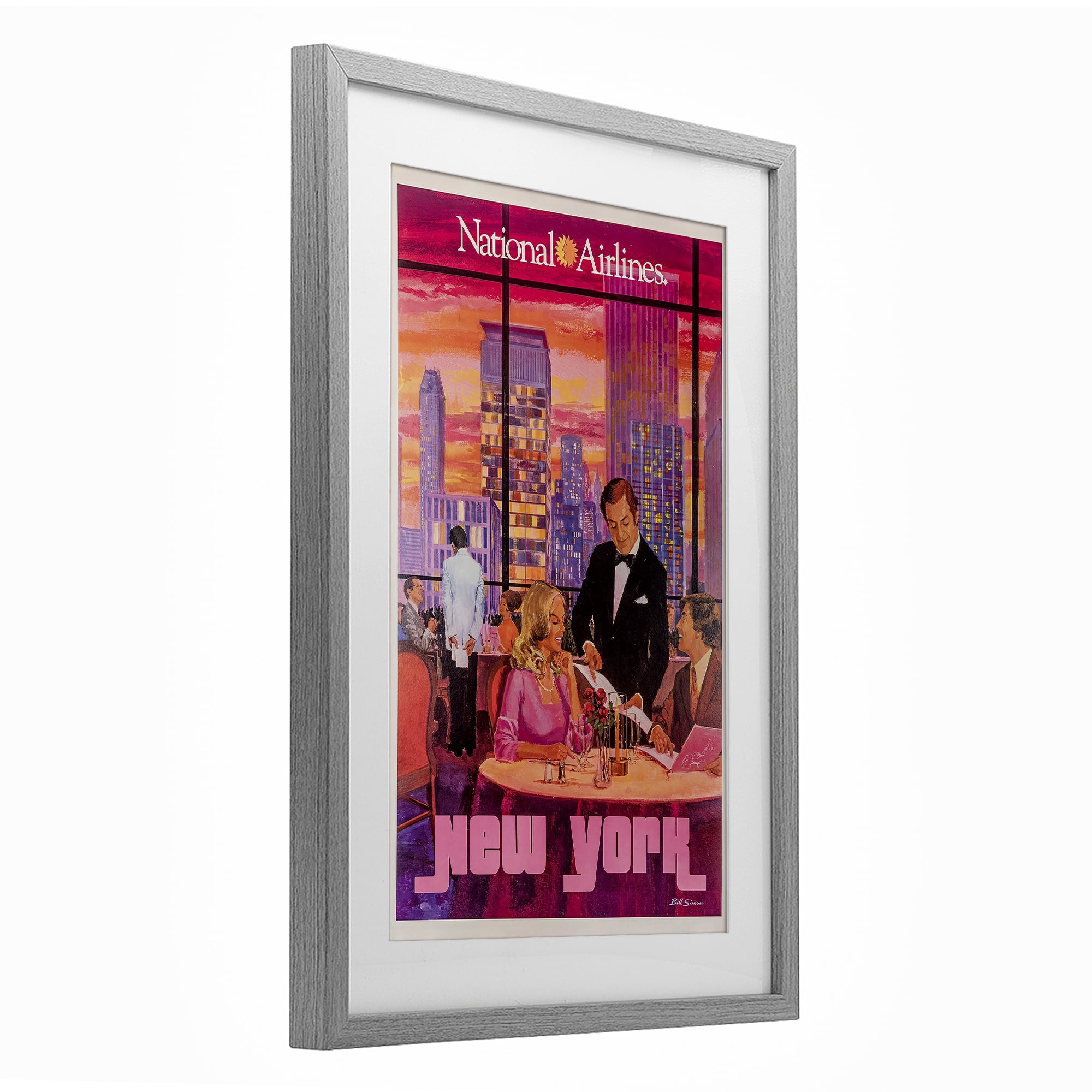 Stupell Industries Vintage New York Dining Gray Framed Print Under Glass, design by Vintage Posters