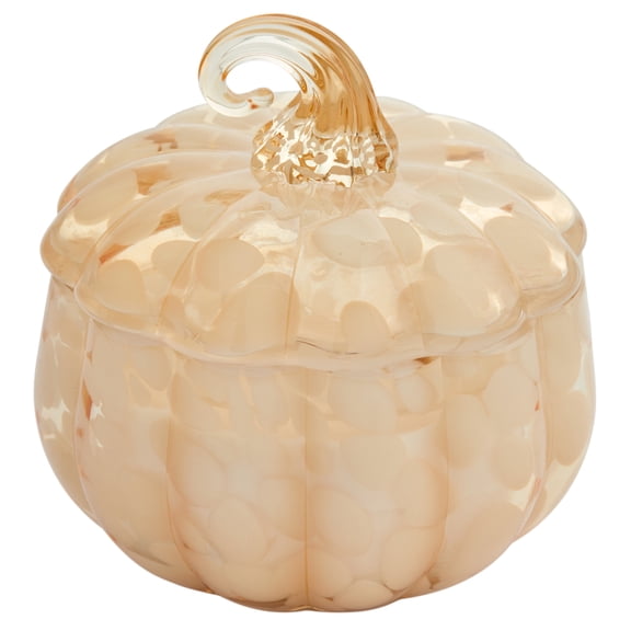 Better Homes & Gardens 2-Wick 8 oz White Tortoiseshell Glass Pumpkin Jar Candle, Pumpkin Snickerdoodle Swirl