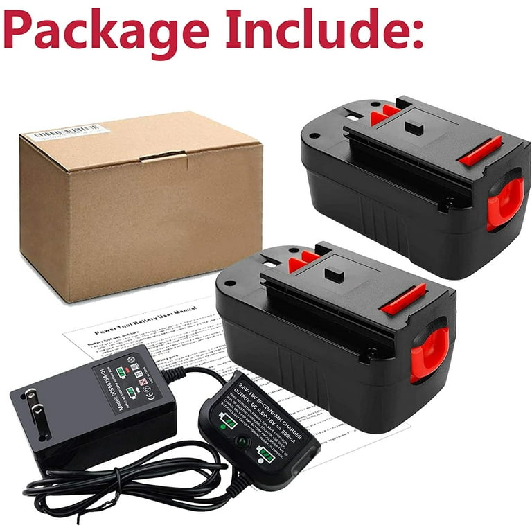 2Packs HPB18 3.6Ah 18Volt Replacement for Black and Decker 18V Battery  Compatible with Black and Decker HPB18 244760-00 FS18FL and 90556254-01  Charger