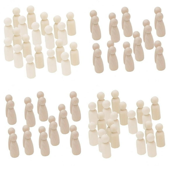 80 Piezas Inacabado en Bricolaje Personas de Clavijas Boda Pastel Topper Manualidades