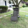 thumbnail image 2 of Bliss Hammocks Brown Jacquard 26" Wide Zero Gravity Chair w/ Adjustable Canopy, Drink Tray & Pillow, 300 Lb. Capacity, 2 of 21