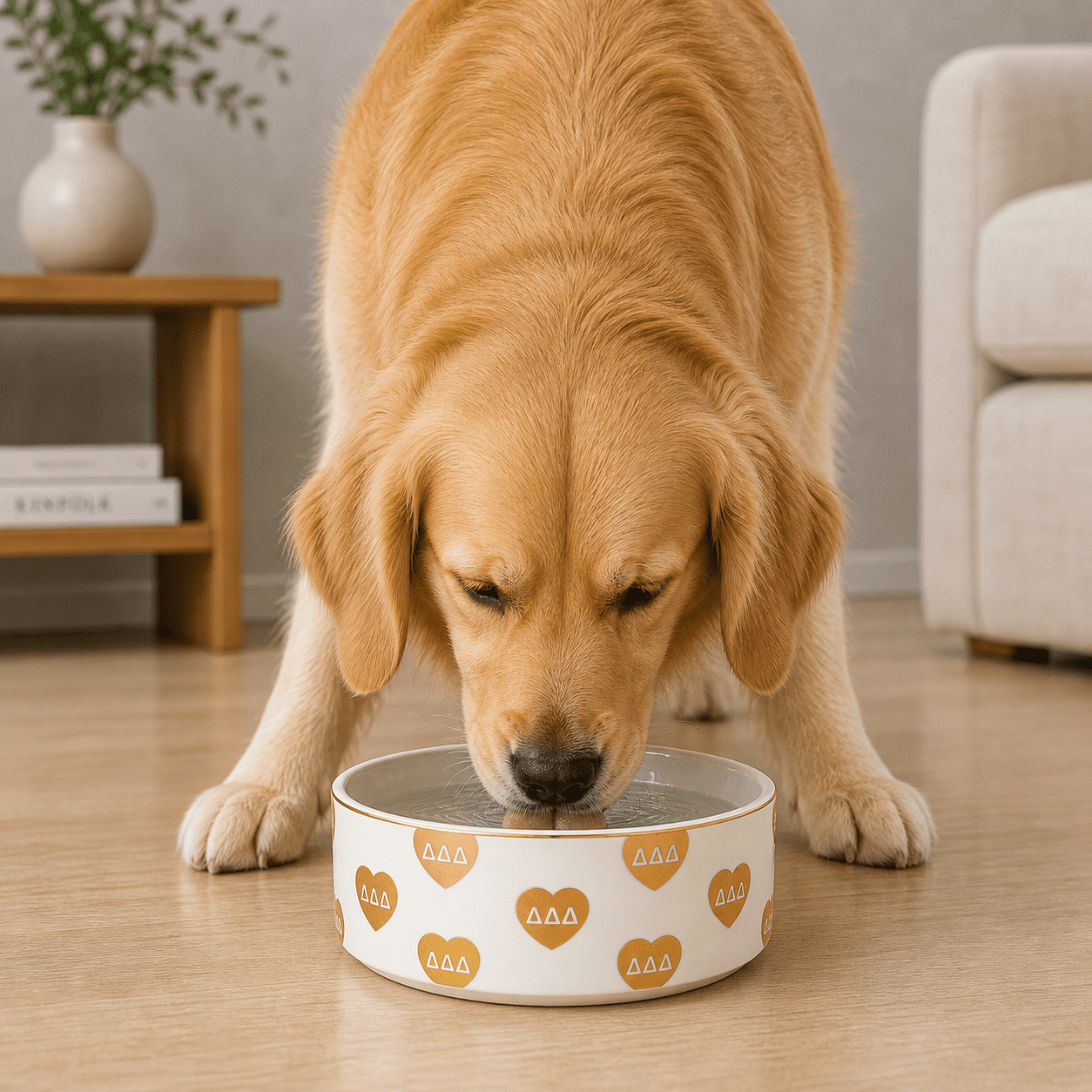 Sorority Shop Delta Delta Delta Pet Bowl, 6" Ceramic Bowl for Dogs and Cats, Heart Design with Sorority Greek Letters, Use for Food or Water