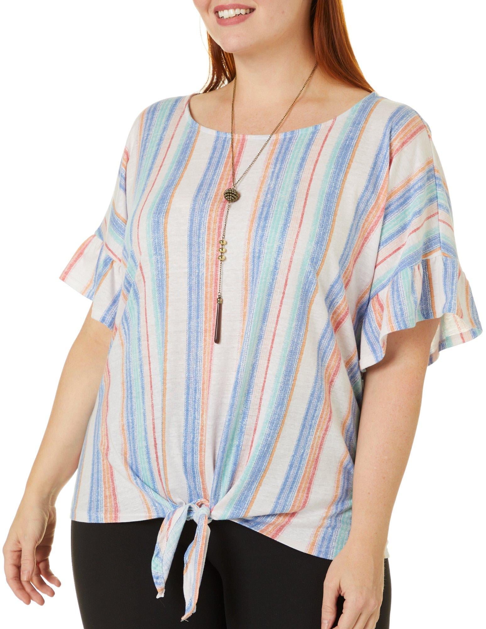 ruffle sleeve tie front top