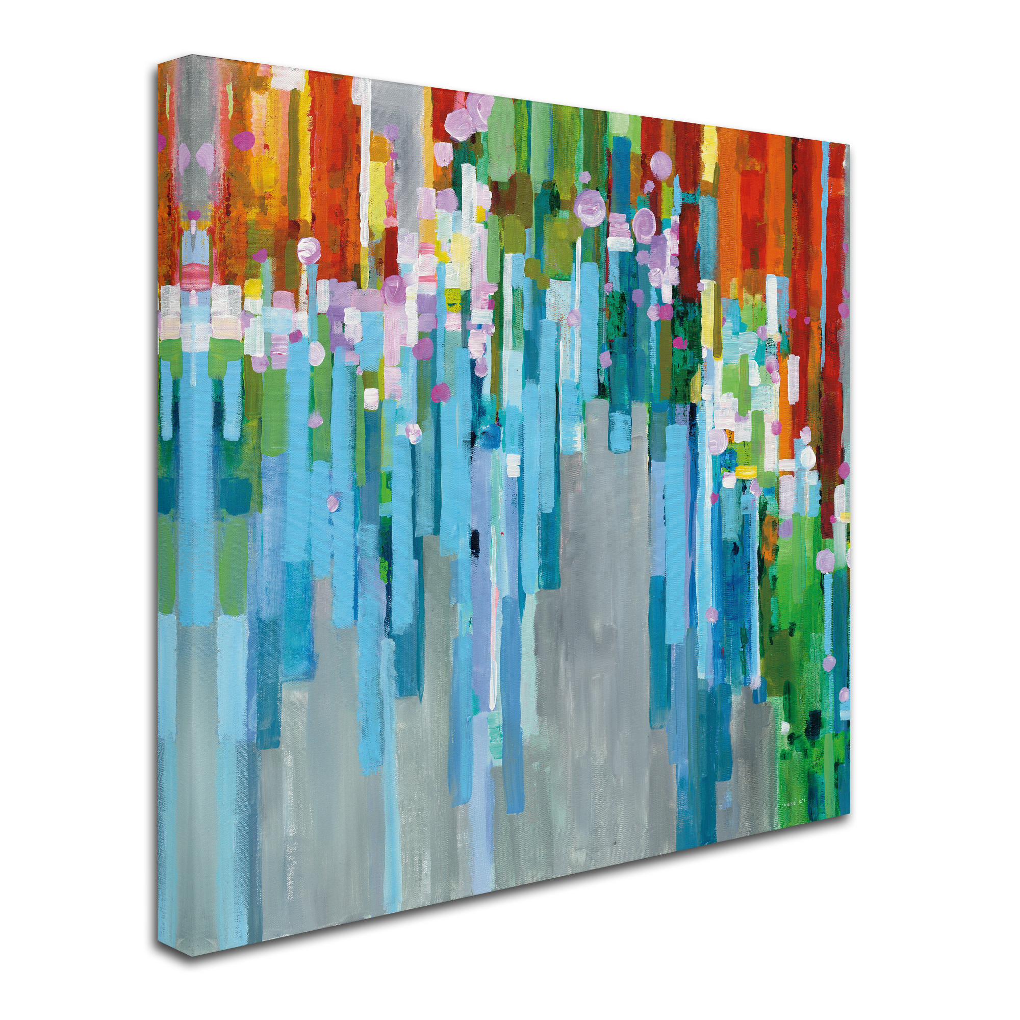 Trademark Fine Art 'Rainbow of Stripes Square' Canvas Art by Danhui Nai