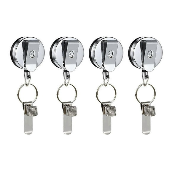 4pcs Retractable Pull Pen Pencil Holder with Belt Clip Key Ring Universal Lanyard
