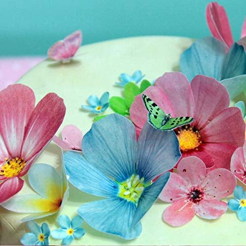Edible Flowers Cake Decorations set of 54 Wafer Flowers Cupcake Toppers Wedding Cake Party Food