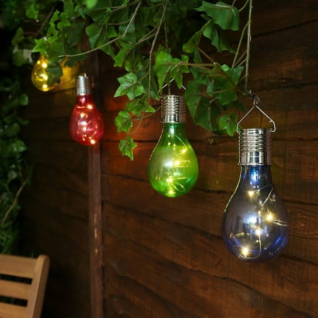 Blue Led Solar Garden Lights VicTsing Waterproof Solar Rotatable Outdoor Garden Camping Hanging LED Light Lamp Bulb (Transparent) ()
