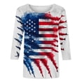 thumbnail image 6 of JTZGDY Womens Independence Day Tops Plus Size Dressy 3/4 Length Seleve American Flag Printed Crewneck Tunic Blouse Trendy Oversized Holiday Patriotic Shirts Multicolor#11 XXXXL, 6 of 6