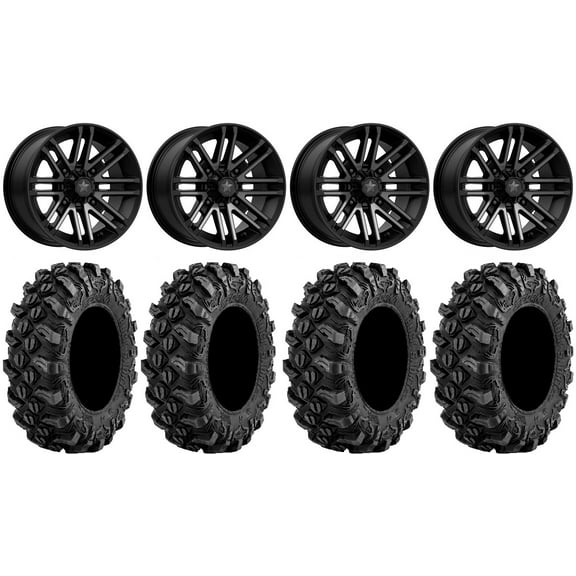 MSA Black Rogue 14" UTV Wheels 27" Buck Snort Tires Polaris RZR XP 1000 / PRO XP / Ranger XP 900/1000