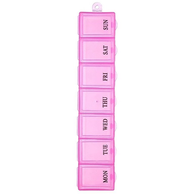 mmirethe 3 Colors 7 Day Pill Travel Box Portable 1 Week Pill Dispenser Organiser Storage Case Chain