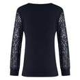 thumbnail image 4 of Leesechin Lace Mesh Tops Women Patchwork Long Sleeved V-neck Youth T Shirts in Clearance, 4 of 5