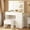 Milky White: 37", variant on Vanity Desk with Mirror and Lights, 45.3in Makeup Vanity with 7 Drawers & Large Mirror, Black Vanity with 3-Color Adjustable Lighting & Charging Station, Make Up Vanity for Bedroom