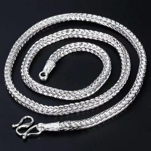 K-KED Cool Men's Delicate Jewelry 925Sterling Silver 5mm Fox Tail Chains Necklace 5mm 24"