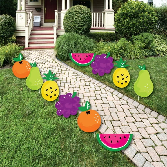 Big Dot of Happiness Tutti Fruity - Fruit Lawn Decorations - Outdoor Frutti Summer Baby Shower or Birthday Party Yard Decorations - 10 Piece