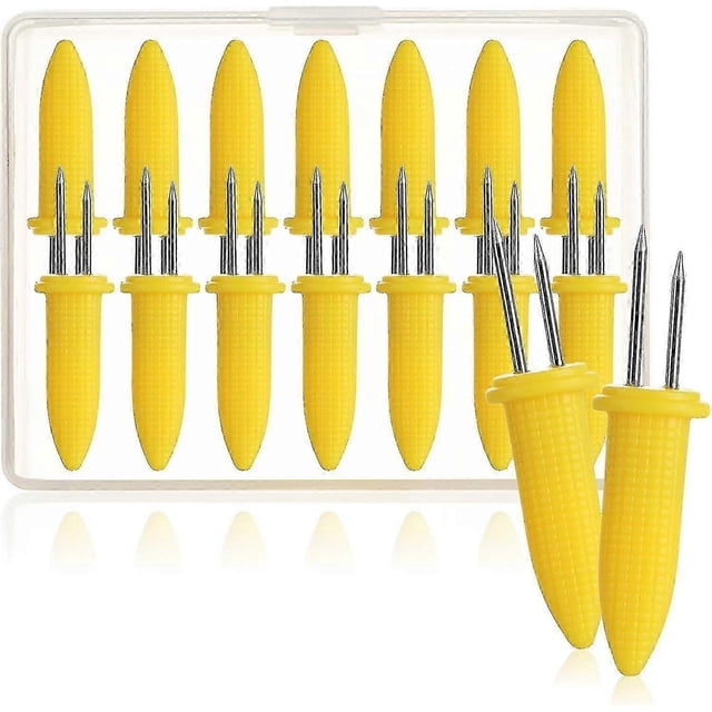 16x Corn On The Cob Skewers With Stainless Steel Pins, Rust Resistant - Reusable Corn Skewers - Grill (16 Pack - Corn)
