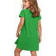 thumbnail image 6 of Spazoro Little and Big Girls Dresses, Solid Color V-Neck Short Sleeve with Pockets Casual Dresses for Girls Green Size 9 T, 6 of 7