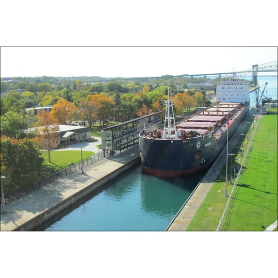 24"x36" Gallery Poster, SAULT STE. MARIE, Michigan soo locks MacArthur Lock