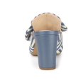 thumbnail image 4 of BLISSFUL STEP Women Stripe Bow Pointed Toe Block Heel Slides Mules Light Blue 6, 4 of 8