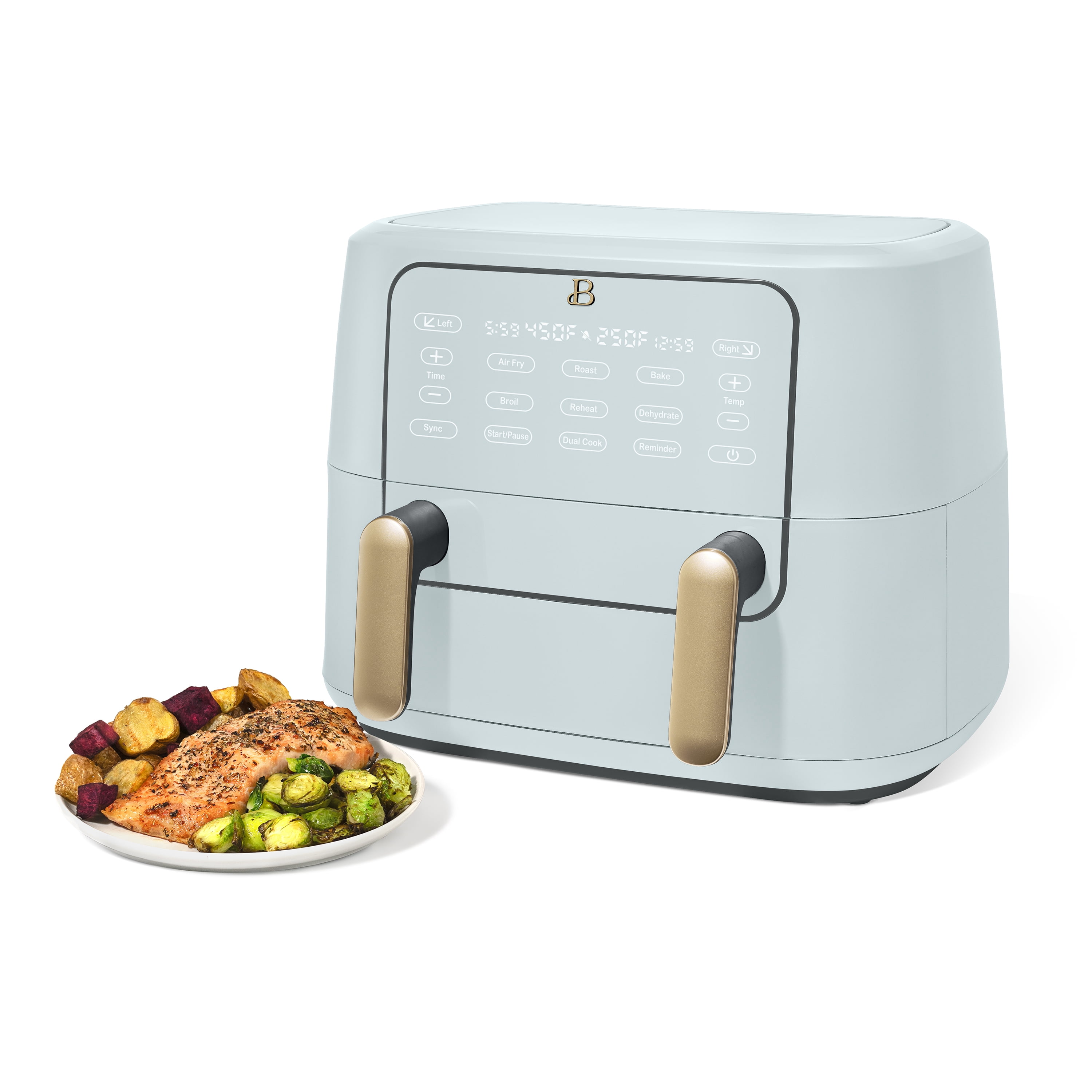 Beautiful 9 Qt TriZone Dual Basket Air Fryer, EverGood™ Ceramic Nonstick Coating, Hydrangea by Drew Barrymore