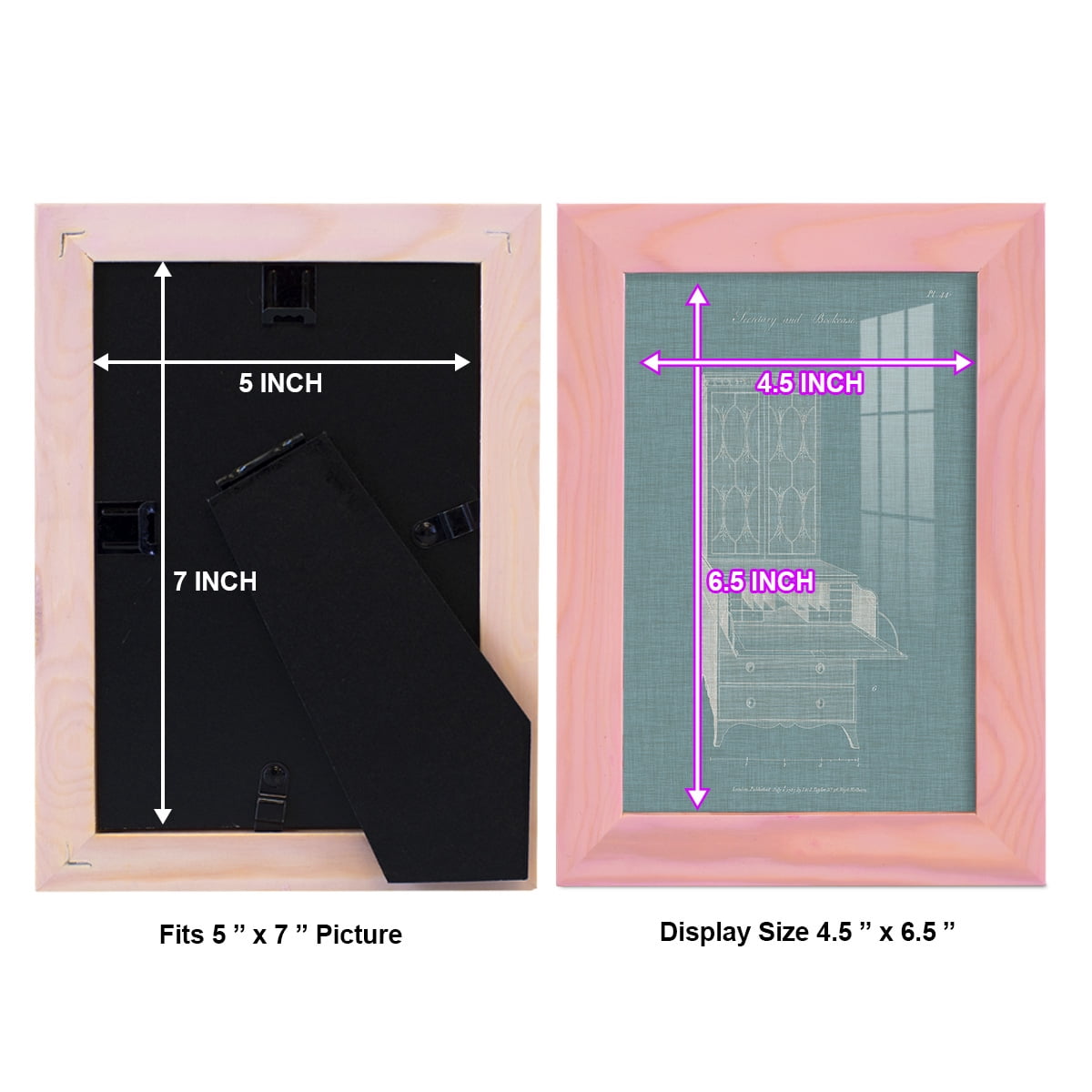 Hepplewhite Desk & Bookcase I - Framed Print w/glass - Sunset Pink