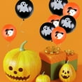 thumbnail image 3 of 20psc Orange Black Ghost Theme Balloon, printed with orange Halloween Ghost pattern, both orange and black balloons have Halloween Ghost decoration party supplies, 3 of 5