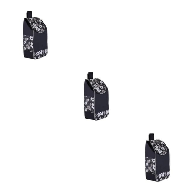 braveheart Sac en Tissu Oxford Imperméable et Résistant à l'Usure en Polyester pour Panier d'Achats Convient à un Chariot à Main de 34 cm de Large PT Noir Prune blosso Ensemble de 3