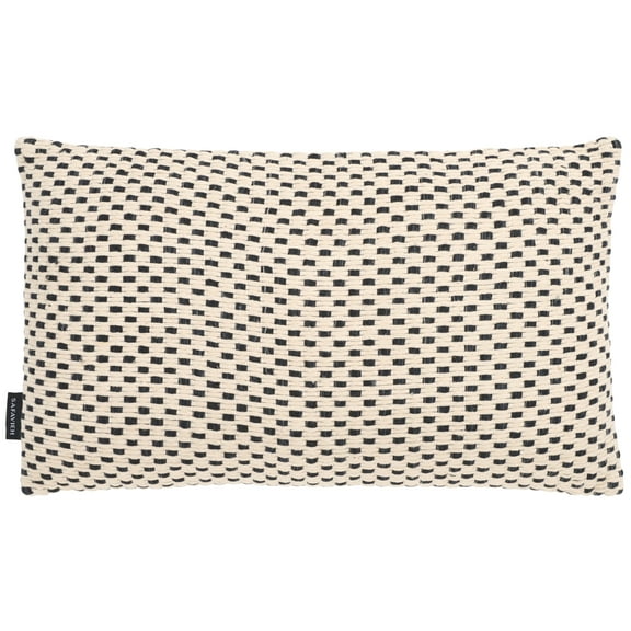 SAFAVIEH Millie 12" x 20" Modern Cream/Black Geometric Cotton Decorative Pillow