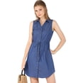 thumbnail image 1 of Vestido Camisero De Mezclilla Con Cuello De Mezclilla Con Botones En La Cintura Para Mujer Azul XS INSPIRE CHIC Vestido, 1 of 6