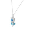 thumbnail image 2 of 925 Sterling Silver Blue Simulated Opal CZ Large Statement Flower Pendant Necklace, 2 of 4