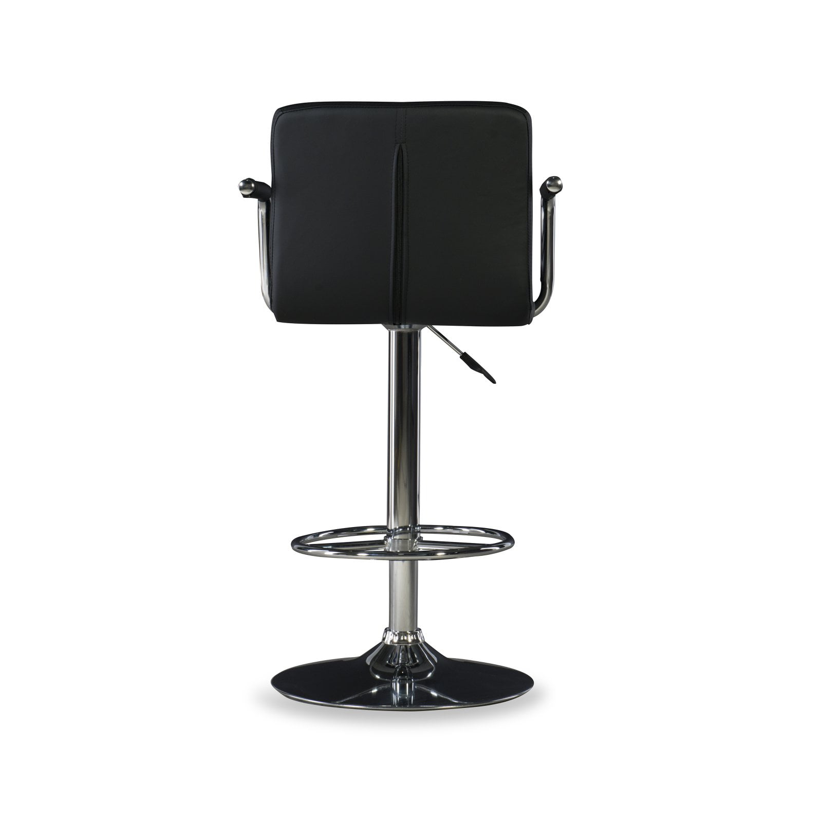 Linon White Quilted Faux Leather Gas-Lift Adjustable Swivel Bar Stool in Chrome