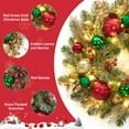 thumbnail image 3 of Lumiparty 16" Christmas Wreath for Front Door, Lighted Xmas Wreath with 30 LED Lights Timer  Xmas Balls, Battery Operated Snow Flocked Winter Wreath for Fireplace Window Outdoor Decor, Gold, 3 of 7