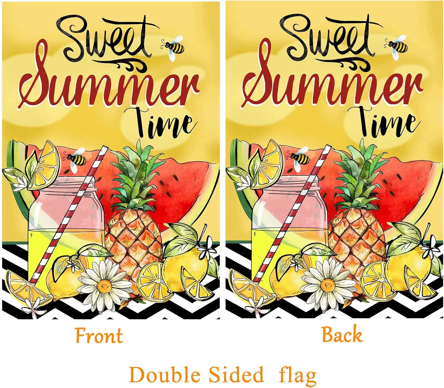 Large Summer Flag,28x40 Inch Hello Summer House Flags with Two Grommets Double Sided Printing 2 Layer Burlap Welcome Summer Garden Flag for Your Summertime Decoration