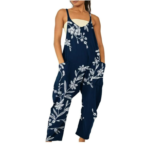 Women's Casual Loose Baggy Pocket Jumpsuit Fashion Playsuit Trousers Overalls Sling Jumpsuit