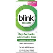 Blink Contacts Moisturizes Dry Lenses Long Lasting Comfort Lubricating Eye Drops 0.34 fl oz