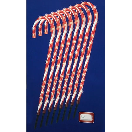 Set Of 8 Lighted Candy Cane Lawn Stakes With Functions Set Of 8 Lighted Candy Cane Lawn Stakes With Functions And Remote Com
