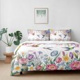 thumbnail image 3 of 4 Pieces Duvet Cover Queen Bedding Sets Spring Watercolor Flower Hummingbird Ultra Soft Luxury Comforter Cover Set with Bed Sheet and Decorative Pillow Shams Garden Floral Art, 3 of 9